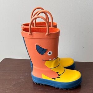 Cat & Jack Monster Dinosaur Rain Boots - Orange, Yellow, and Blue